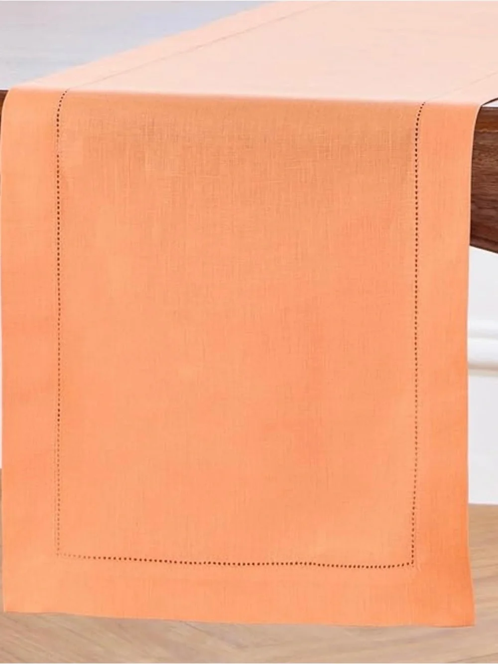 NEW Solino Home Linen Coral Table RunneR - 100% Pure Linen Hemstitch
